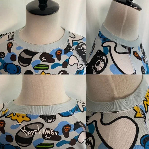 Vintage A Bathing Ape (Bape) Baby Milo x Kaws XL Animal Kingdom Sweater Rare - Picture 11 of 12